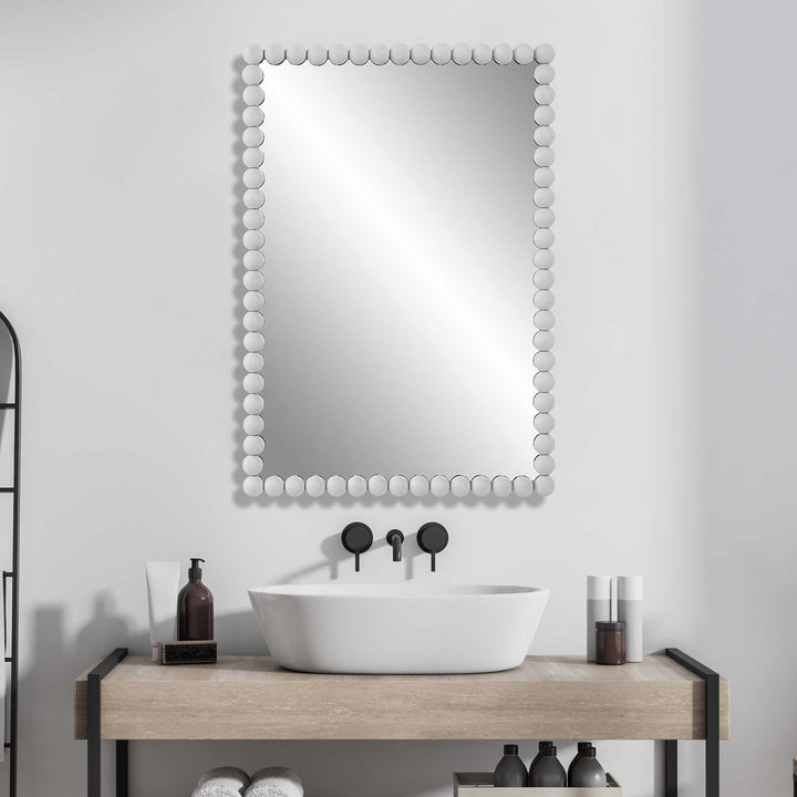 American Home Furniture Uttermost Serna White Vanity Mirror