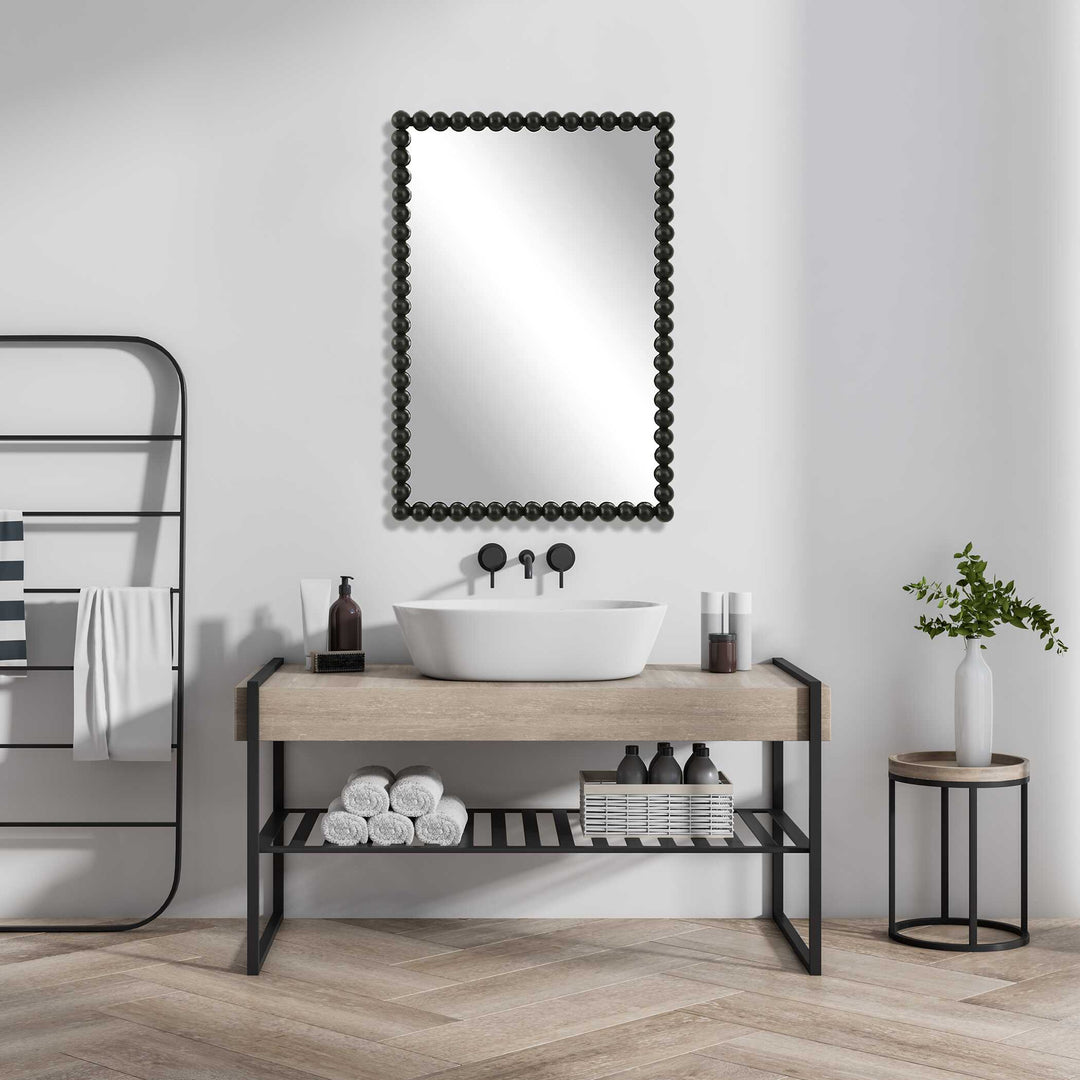 American Home Furniture Uttermost Serna Black Vanity Mirror