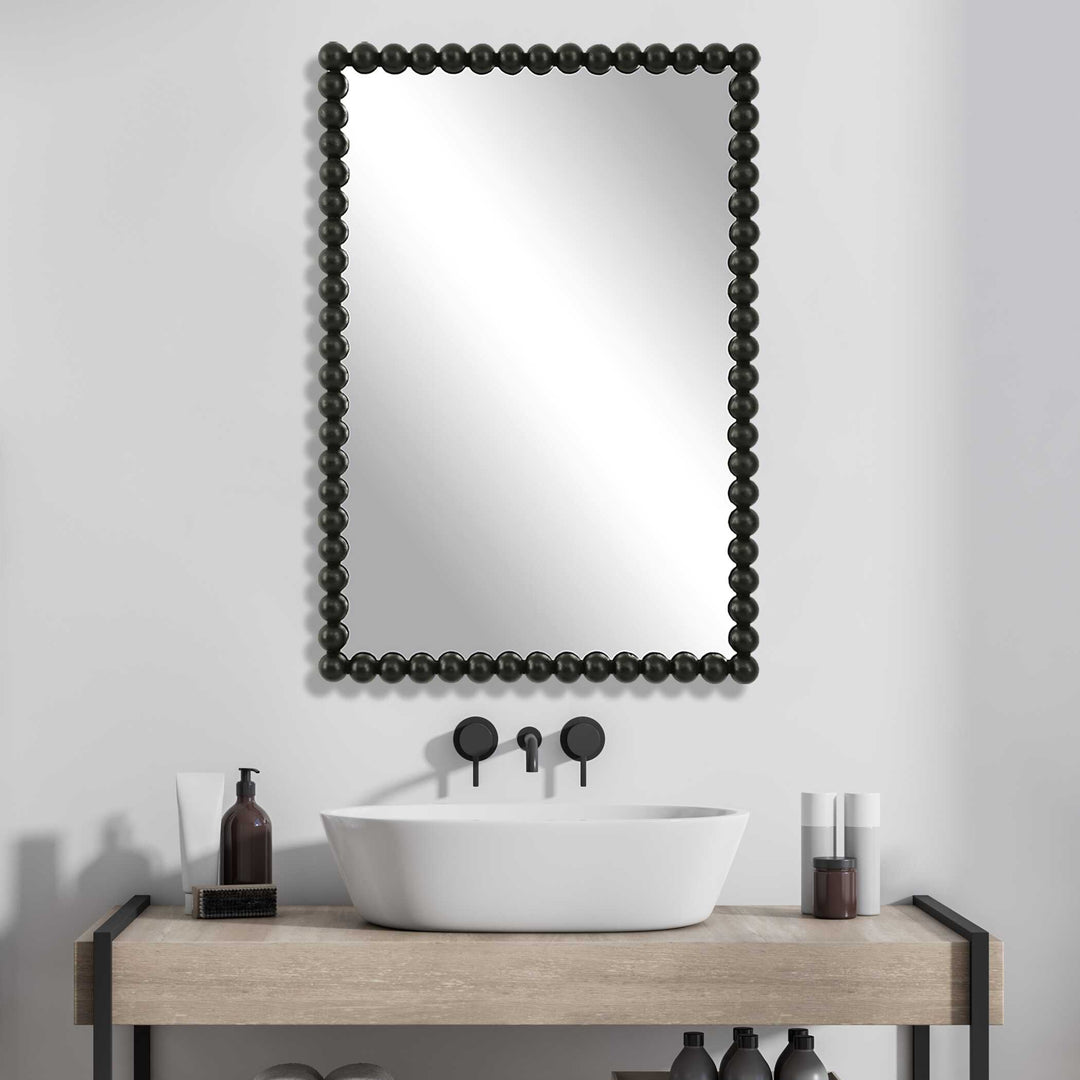 American Home Furniture Uttermost Serna Black Vanity Mirror