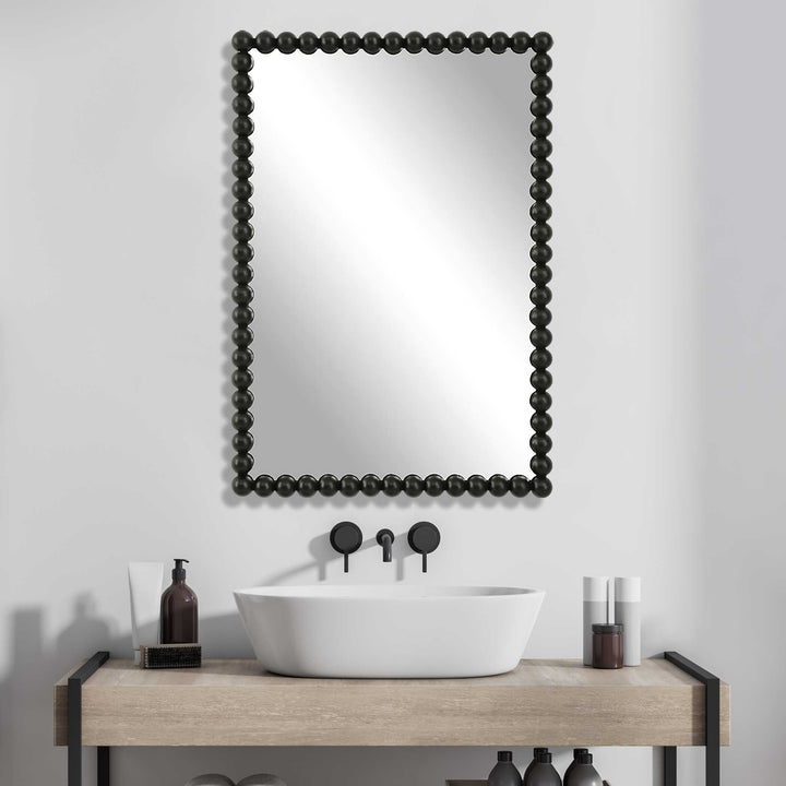 American Home Furniture Uttermost Serna Black Vanity Mirror