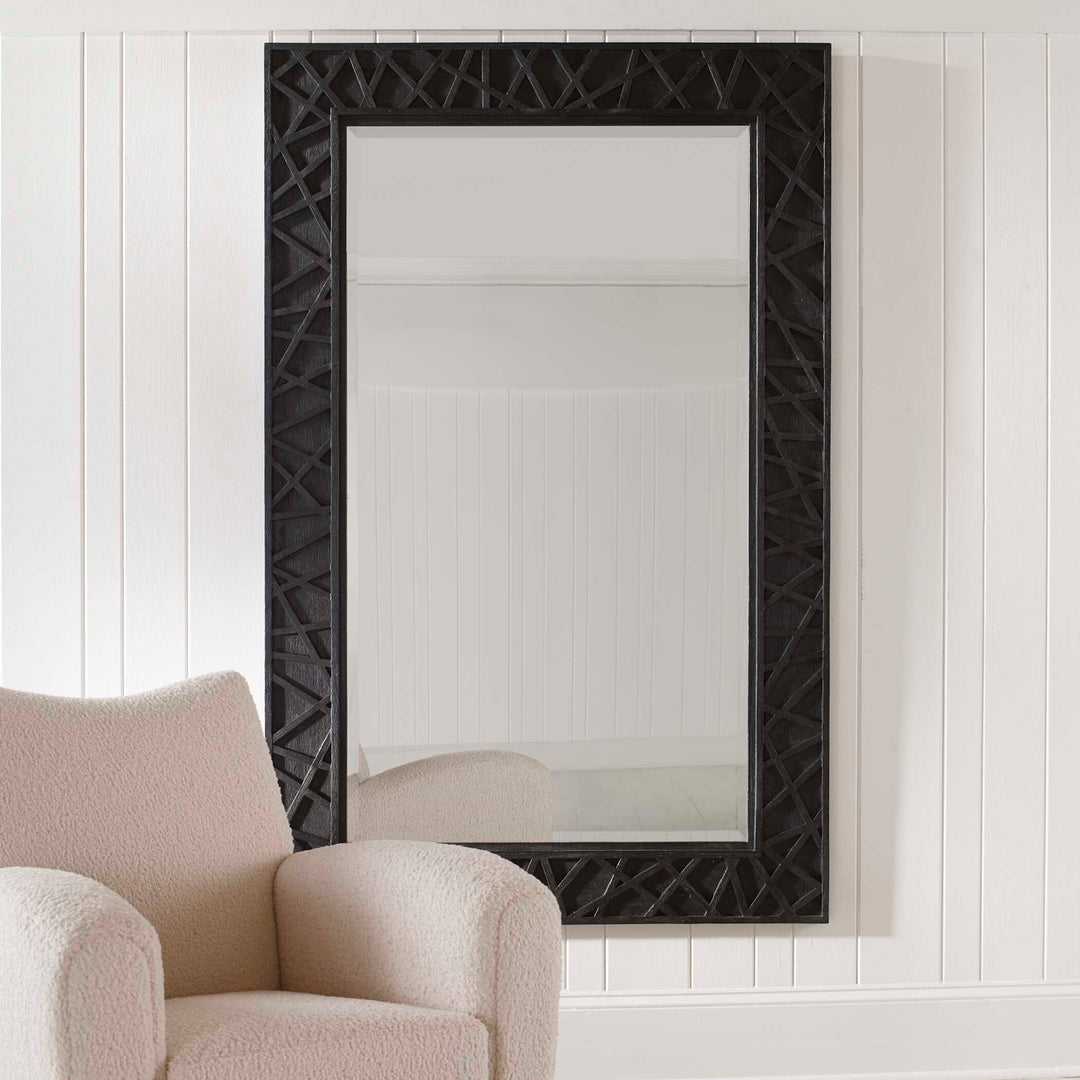 American Home Furniture Uttermost Everest Satin Black Mirror