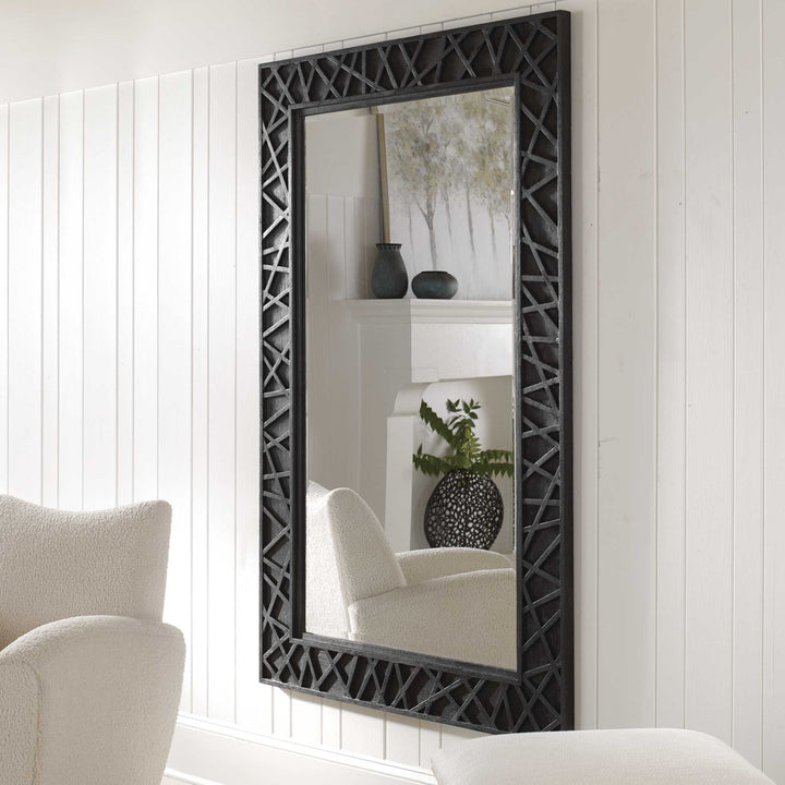 American Home Furniture Uttermost Everest Satin Black Mirror