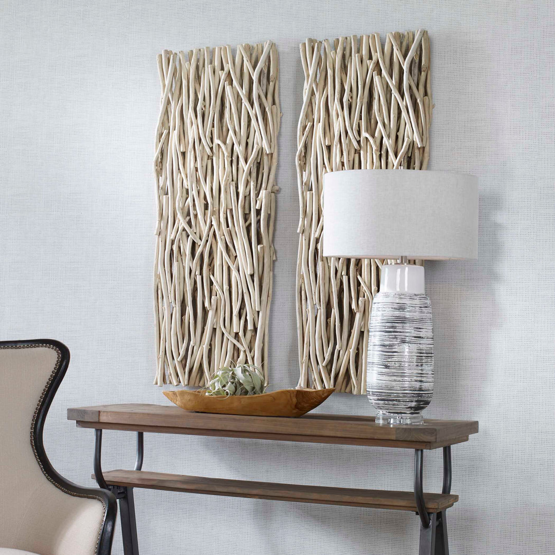 American Home Furniture Uttermost Gathered Teak Bleached Wood Wall Decor