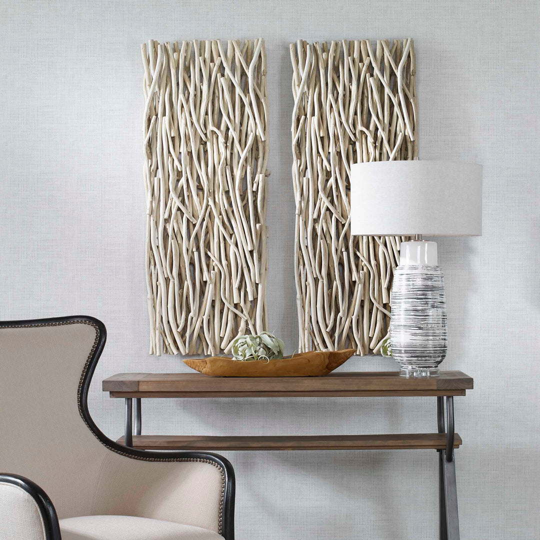 American Home Furniture Uttermost Gathered Teak Bleached Wood Wall Decor