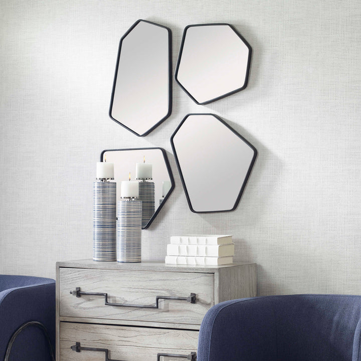 American Home Furniture Uttermost Linneah Black Mirrors Set of 4