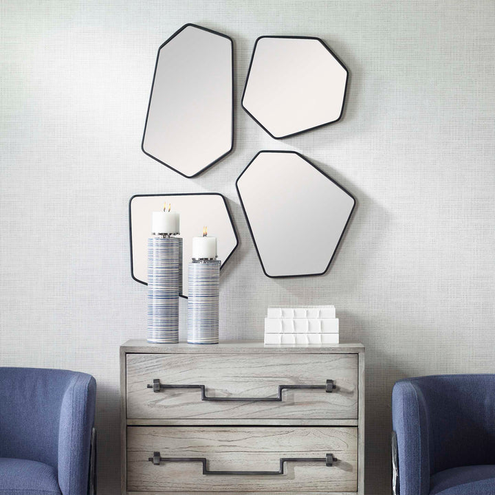 American Home Furniture Uttermost Linneah Black Mirrors Set of 4