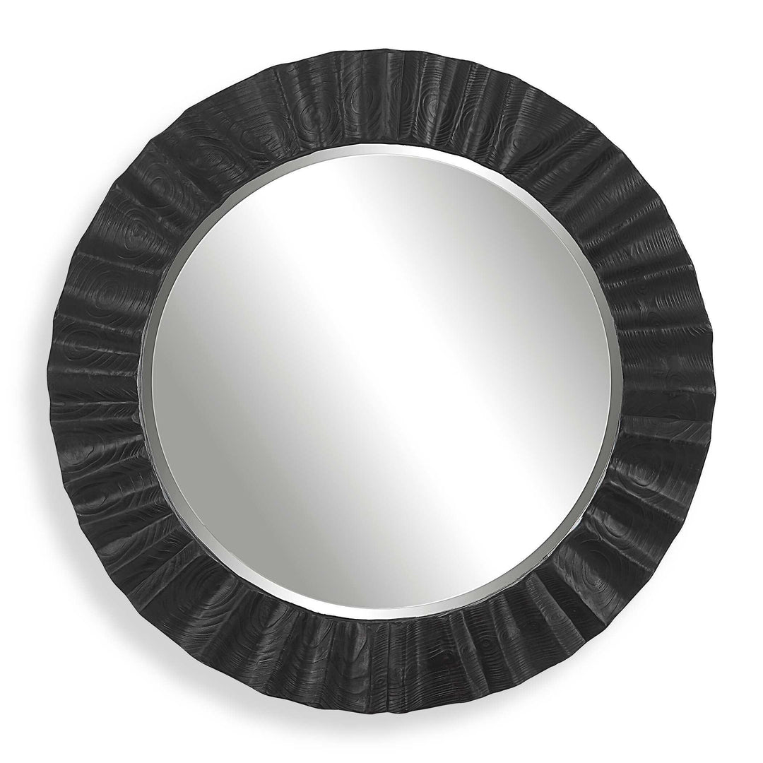 Caribou Dark Espresso Round Mirror - AmericanHomeFurniture
