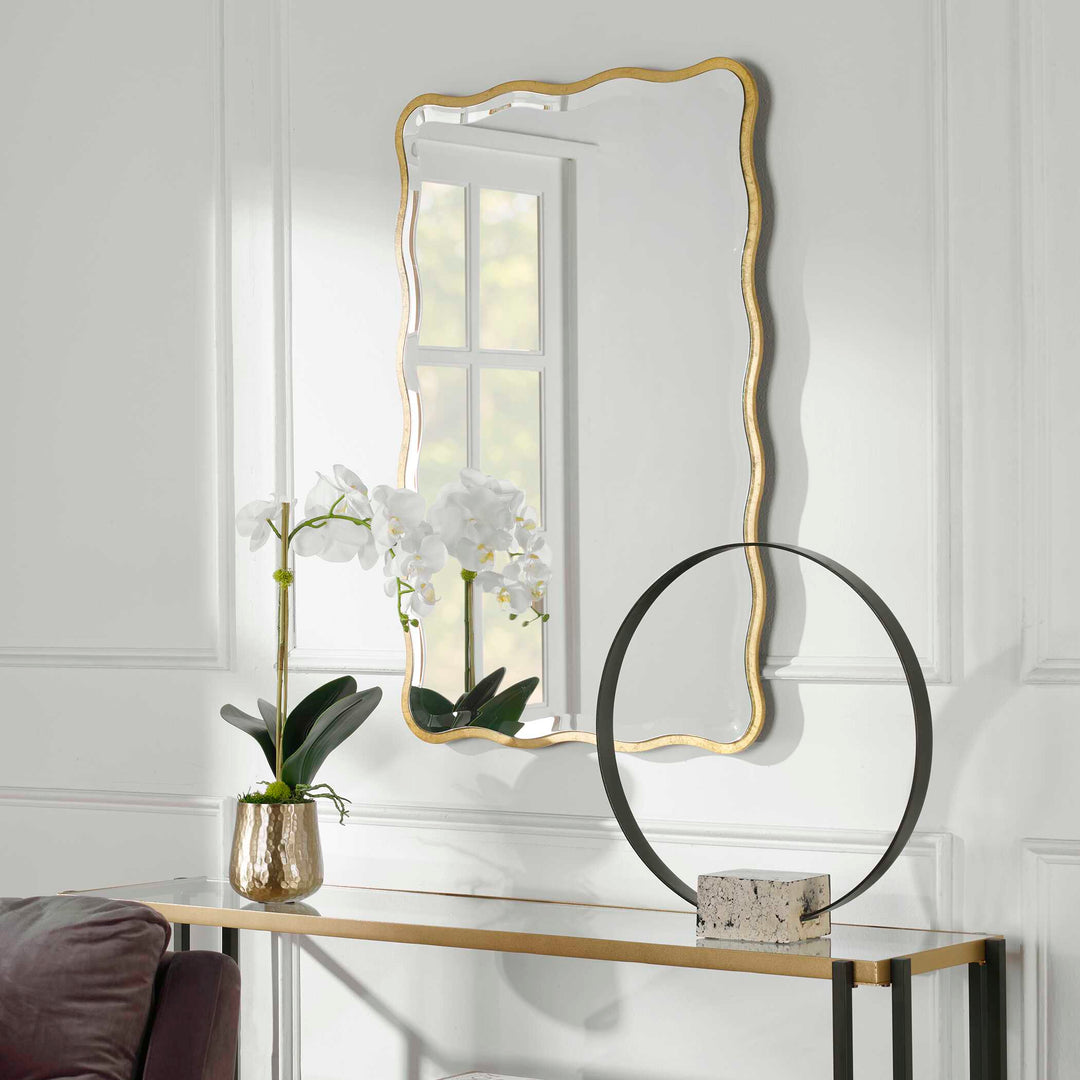 American Home Furniture Uttermost Aneta Gold Scalloped Mirror