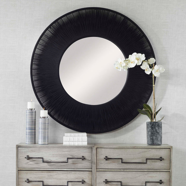 American Home Furniture Uttermost Sailor's Knot Black Round Mirror