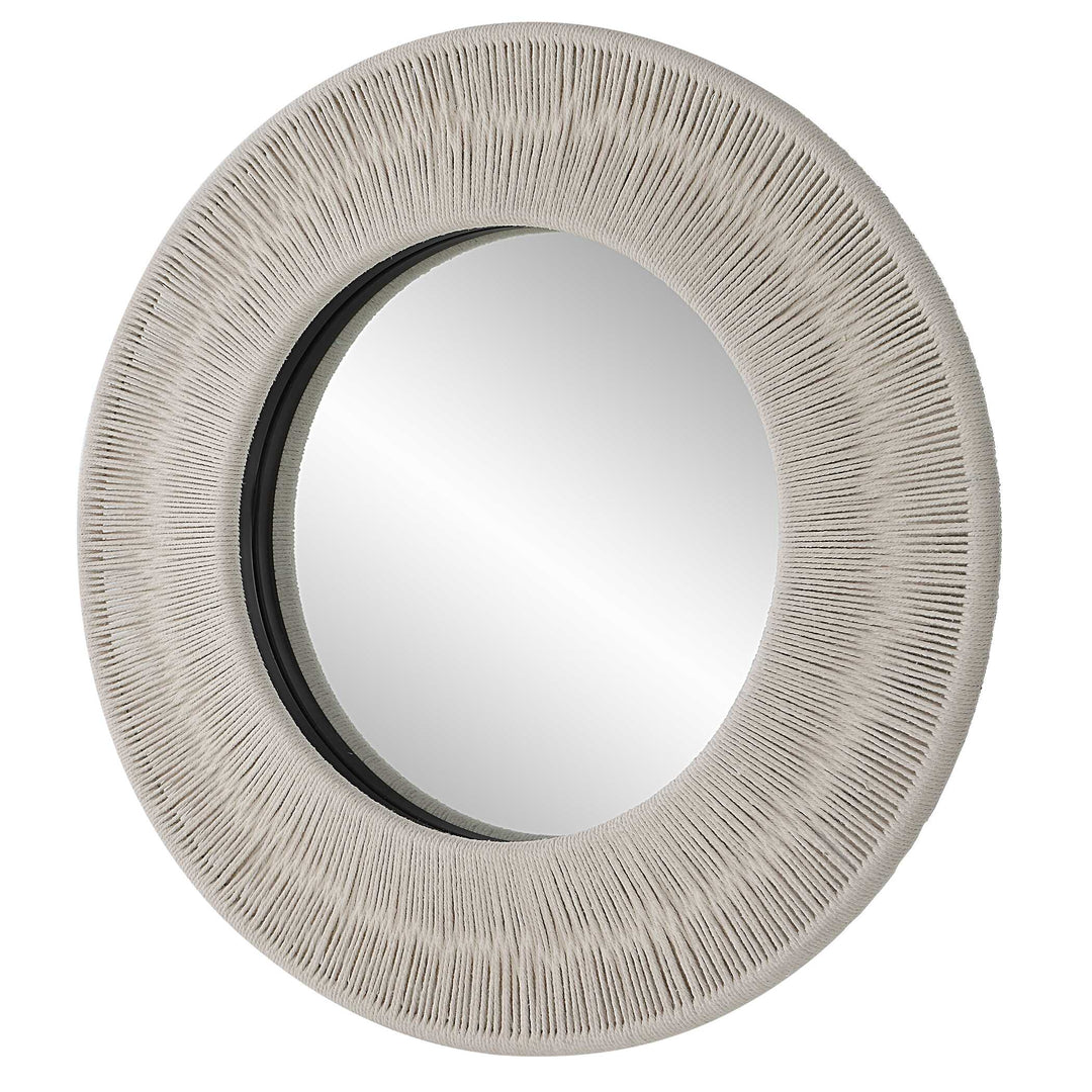 American Home Furniture Uttermost Sailor's Knot White Small Round Mirror