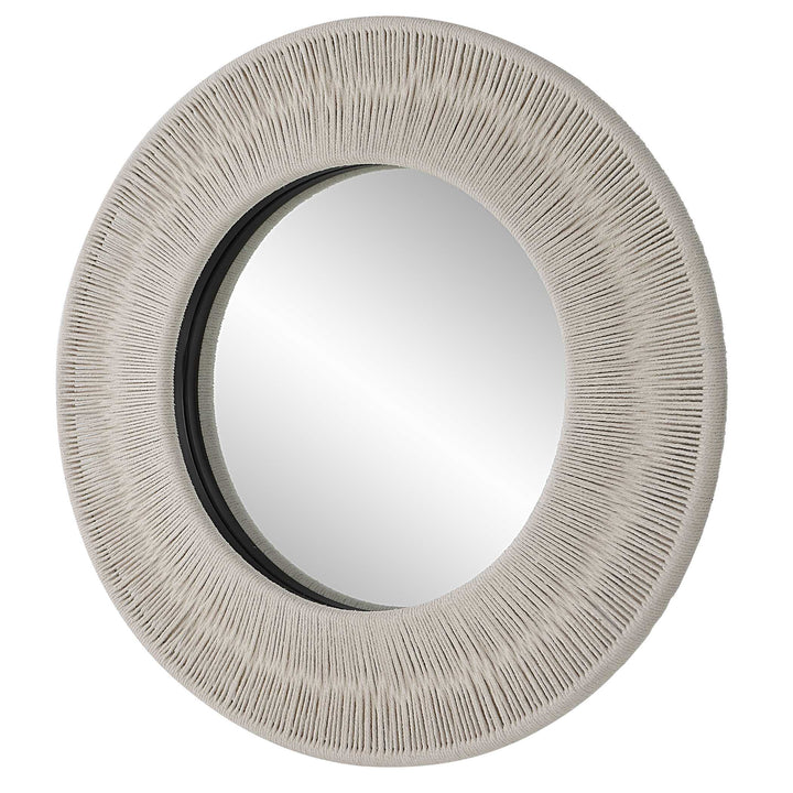 American Home Furniture Uttermost Sailor's Knot White Small Round Mirror