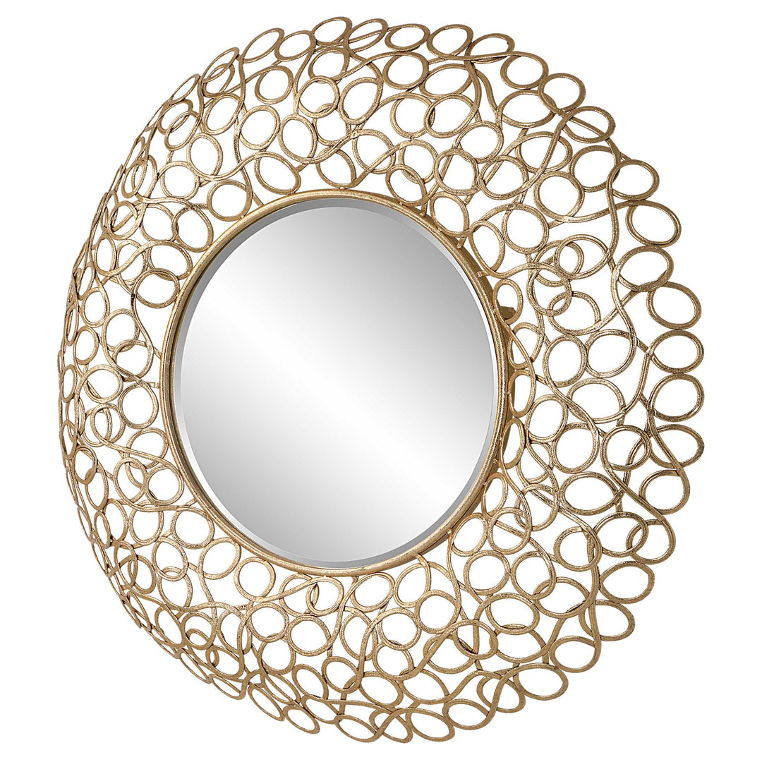 American Home Furniture Uttermost Swirl Round Gold Mirror