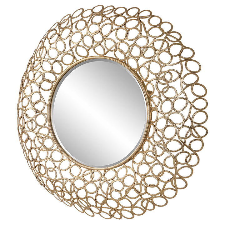 American Home Furniture Uttermost Swirl Round Gold Mirror