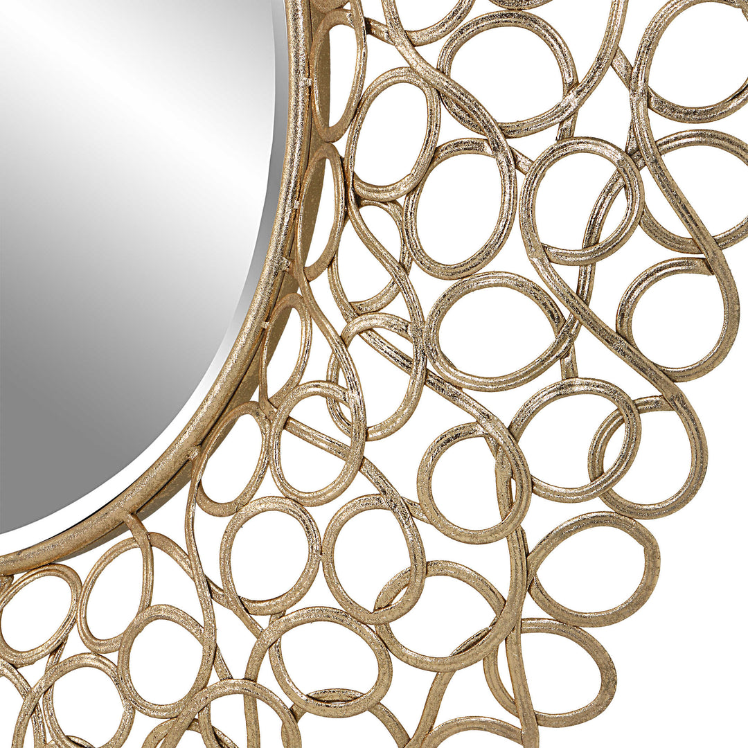 American Home Furniture Uttermost Swirl Round Gold Mirror