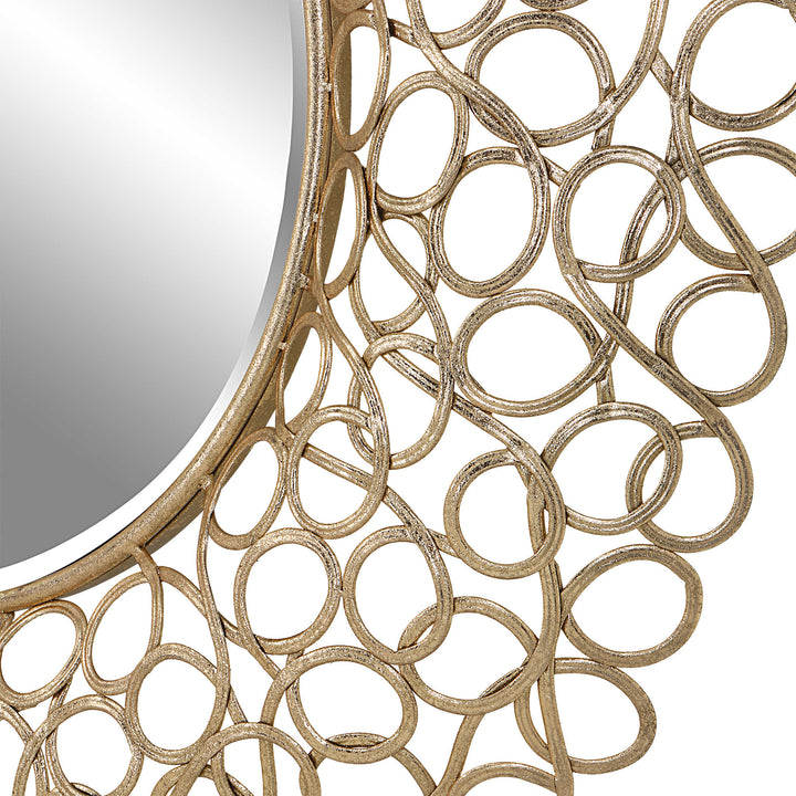 American Home Furniture Uttermost Swirl Round Gold Mirror