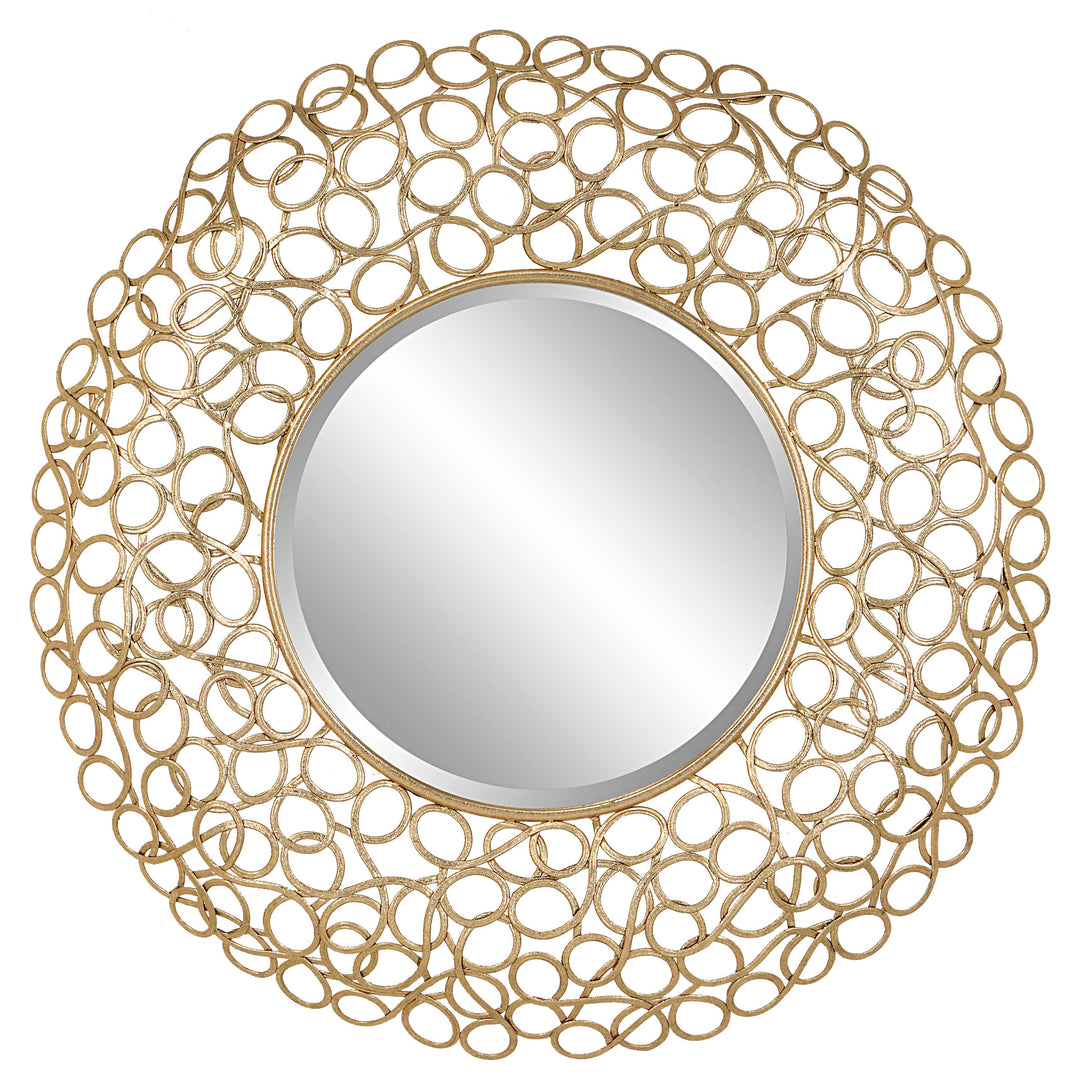 Swirl Round Gold Mirror - AmericanHomeFurniture