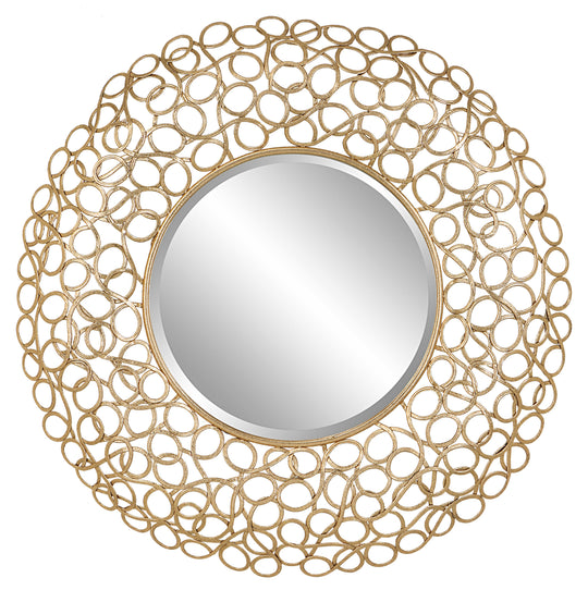 American Home Furniture Uttermost Swirl Round Gold Mirror