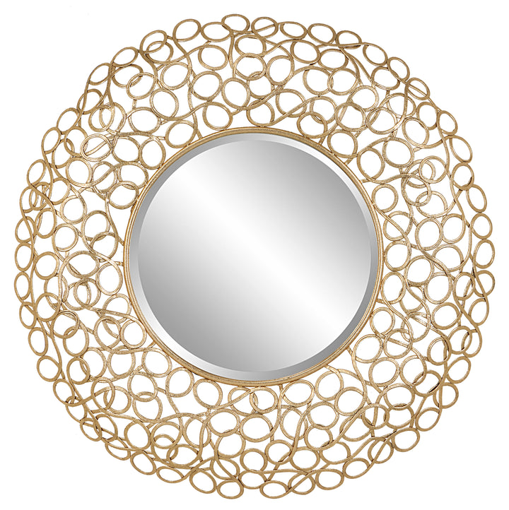 American Home Furniture Uttermost Swirl Round Gold Mirror