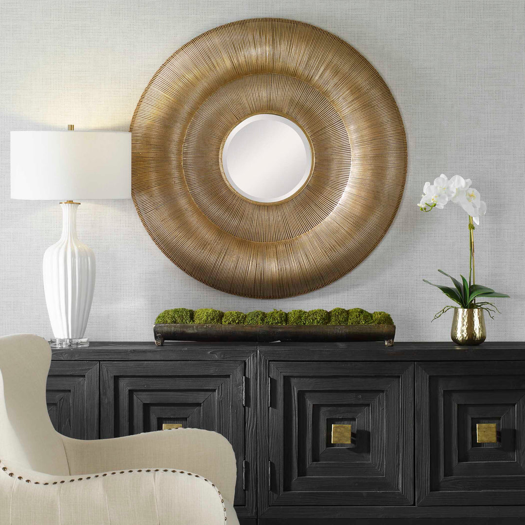 American Home Furniture Uttermost Bauble Round Gold Mirror
