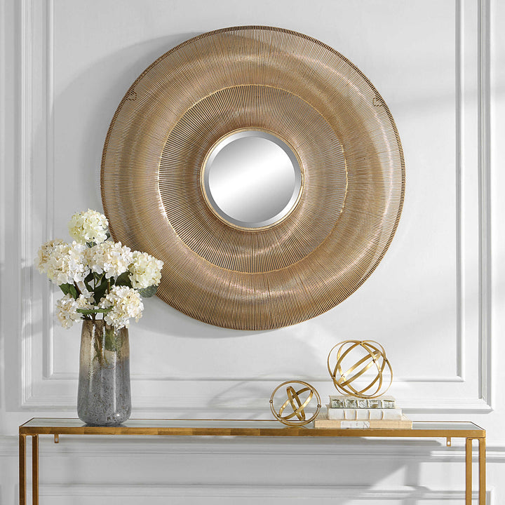 American Home Furniture Uttermost Bauble Round Gold Mirror