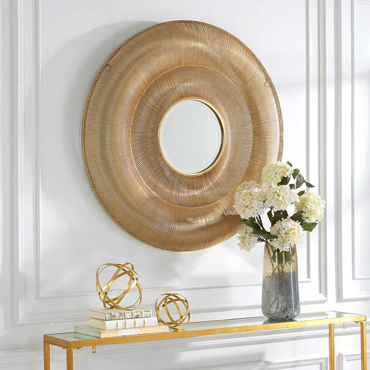 American Home Furniture Uttermost Bauble Round Gold Mirror