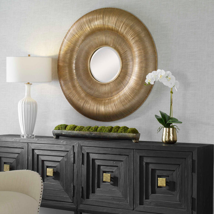 American Home Furniture Uttermost Bauble Round Gold Mirror