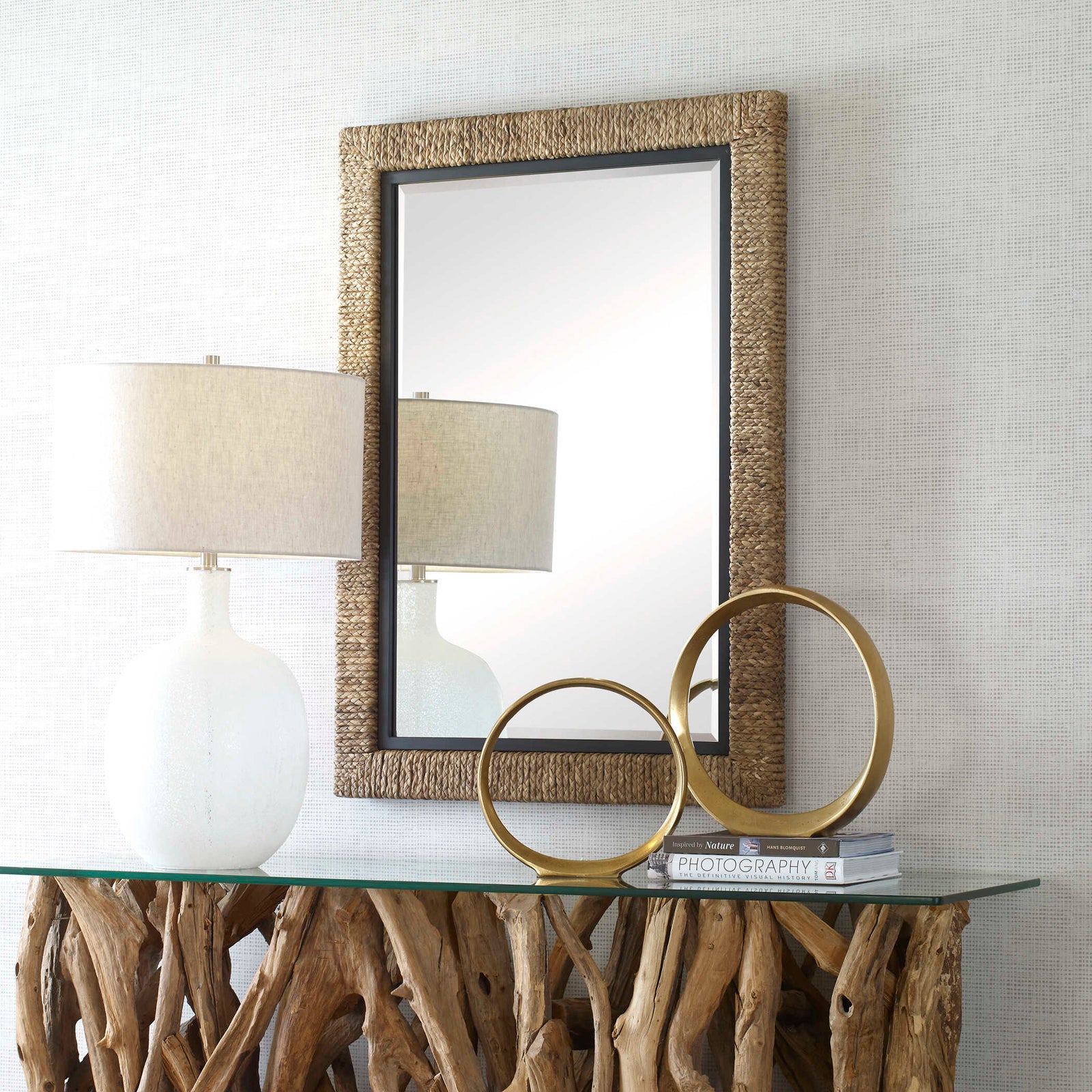 American Home Furniture Uttermost Island Braided Straw Mirror