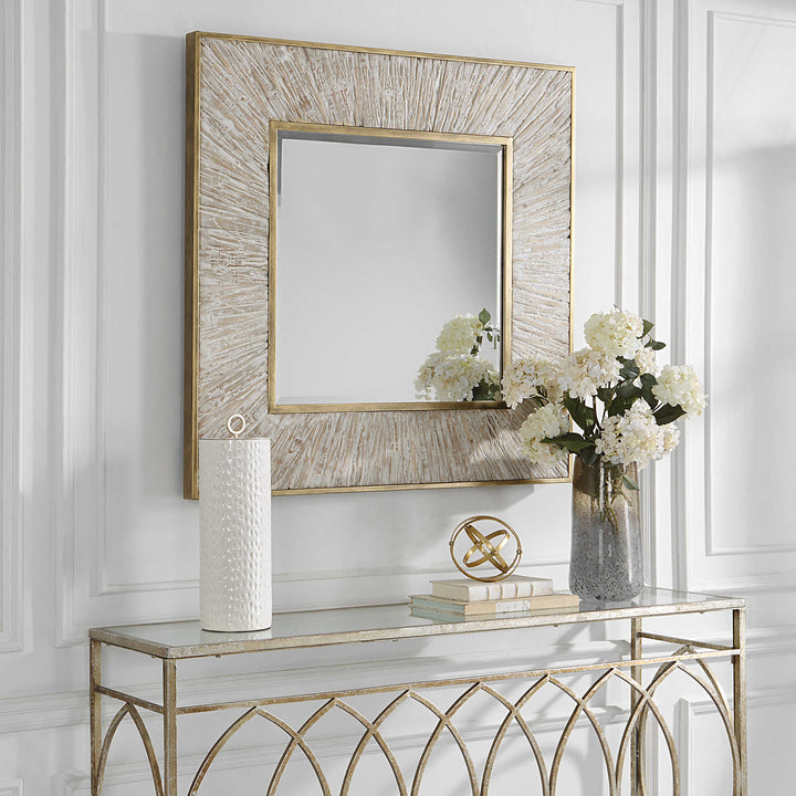 American Home Furniture Uttermost Wharton Whitewashed Square Mirror