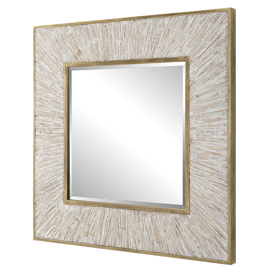 American Home Furniture Uttermost Wharton Whitewashed Square Mirror