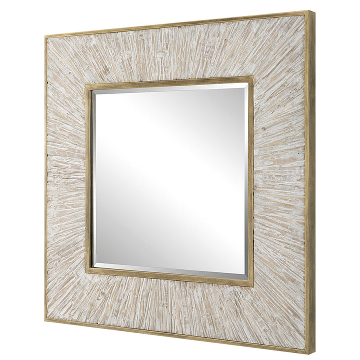 American Home Furniture Uttermost Wharton Whitewashed Square Mirror