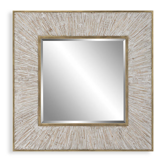 American Home Furniture Uttermost Wharton Whitewashed Square Mirror