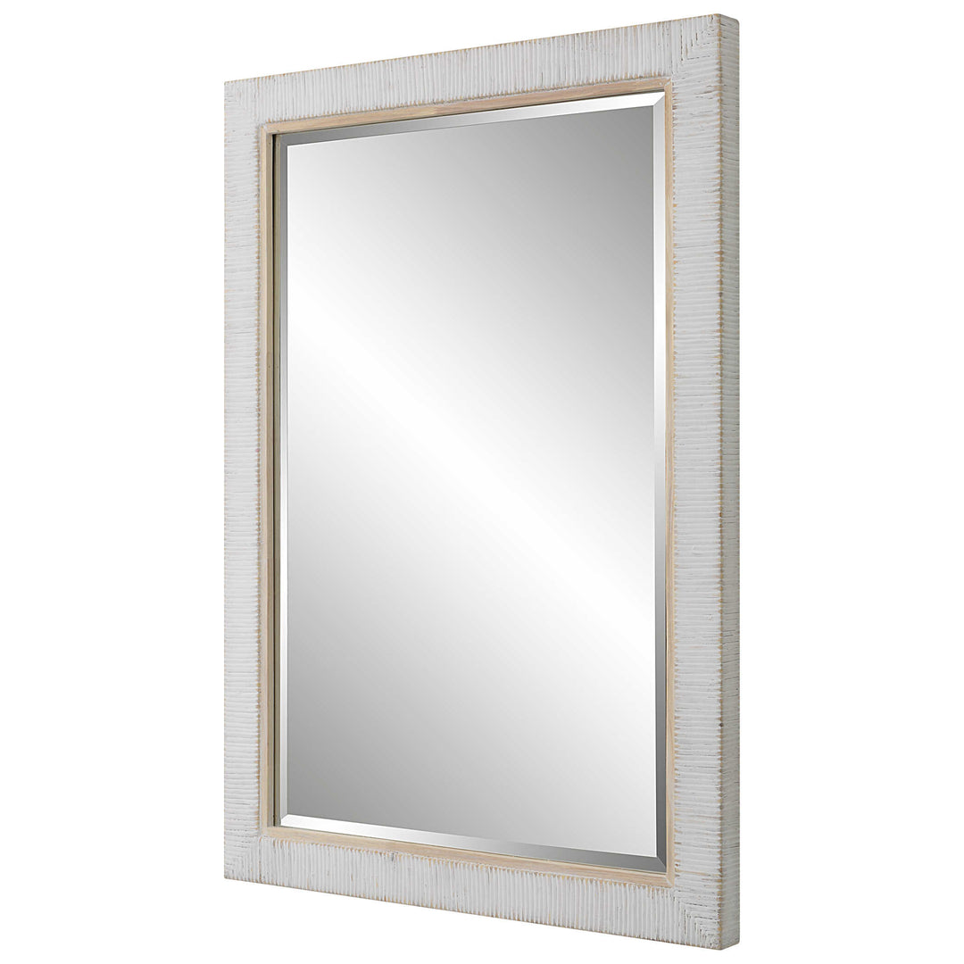 American Home Furniture Uttermost Cape Whitewashed Rattan Mirror