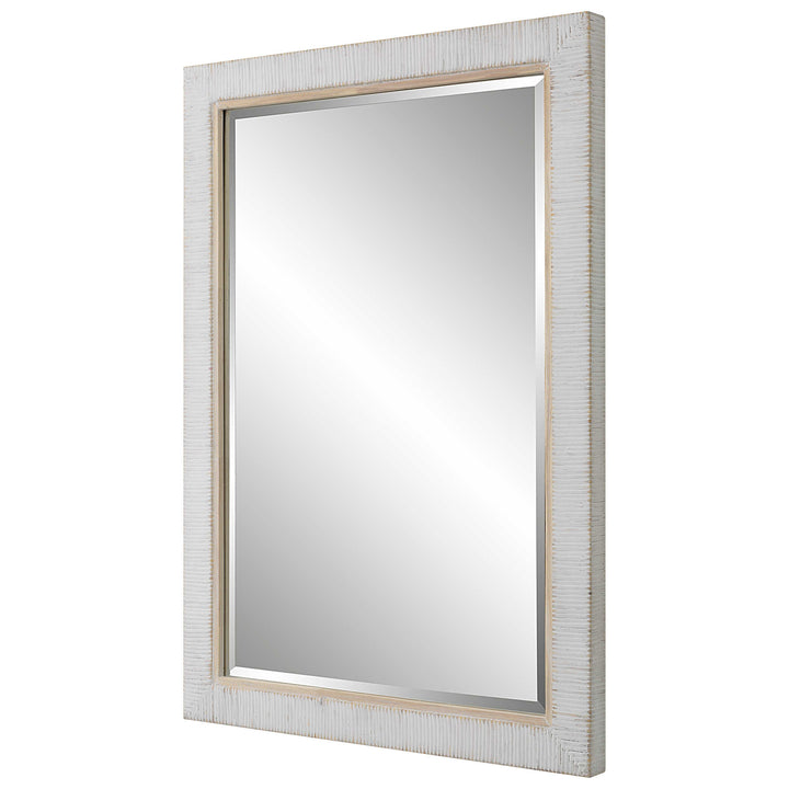 American Home Furniture Uttermost Cape Whitewashed Rattan Mirror