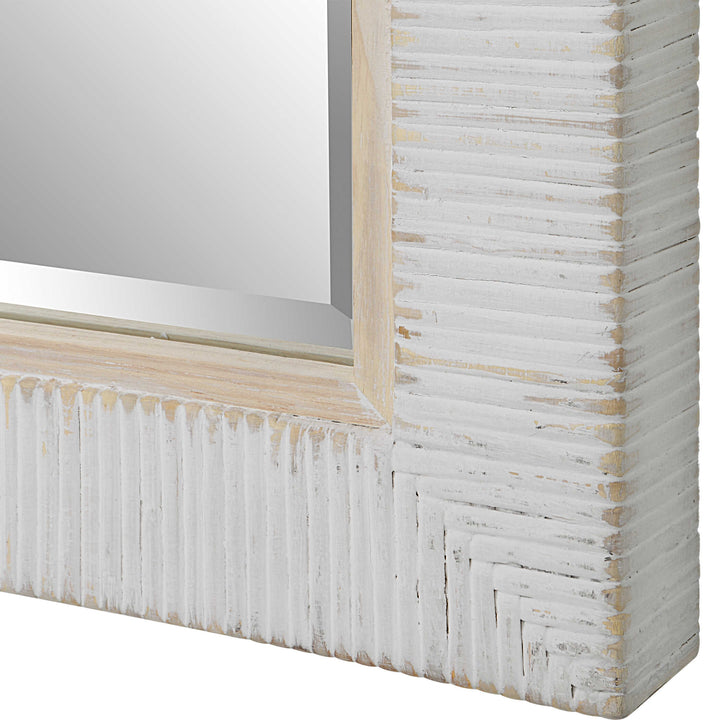 American Home Furniture Uttermost Cape Whitewashed Rattan Mirror