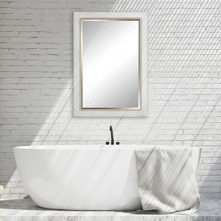 American Home Furniture Uttermost Cape Whitewashed Rattan Mirror