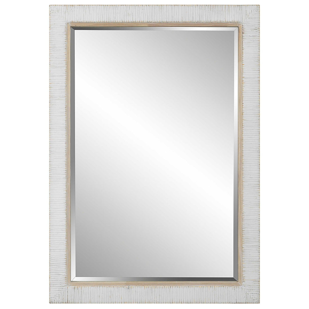 Cape Whitewashed Rattan Mirror - AmericanHomeFurniture