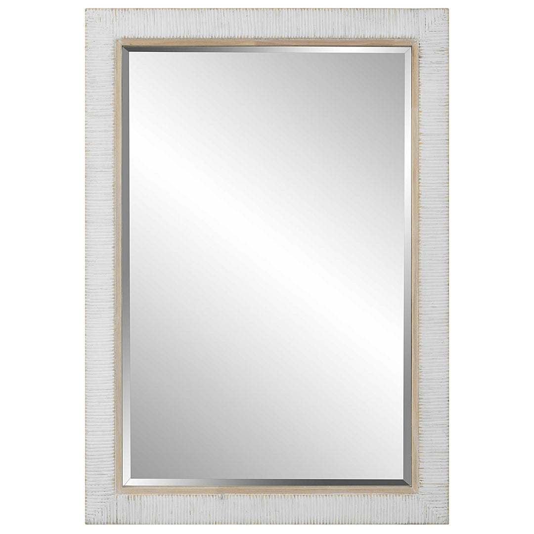 American Home Furniture Uttermost Cape Whitewashed Rattan Mirror