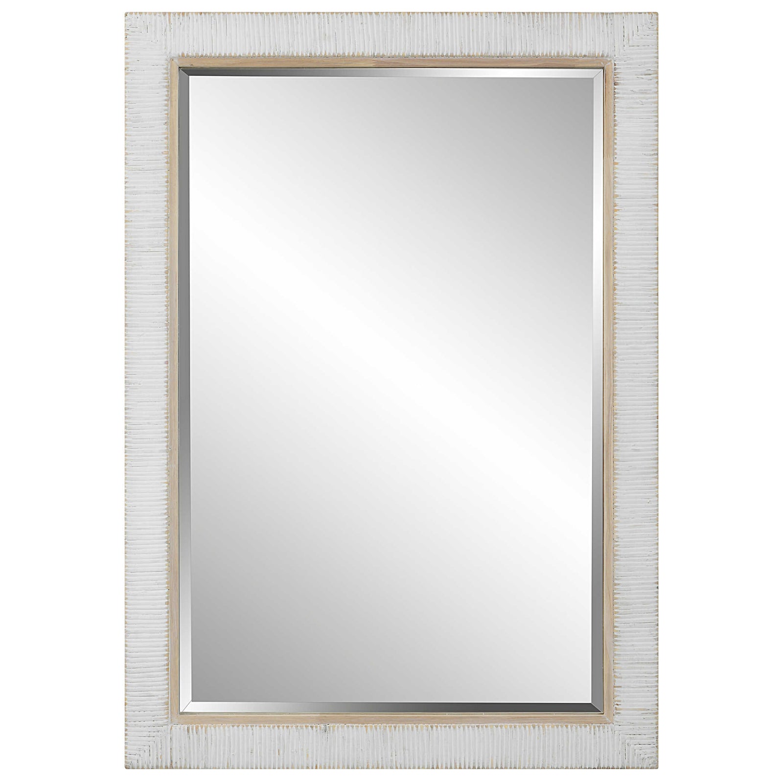 American Home Furniture Uttermost Cape Whitewashed Rattan Mirror