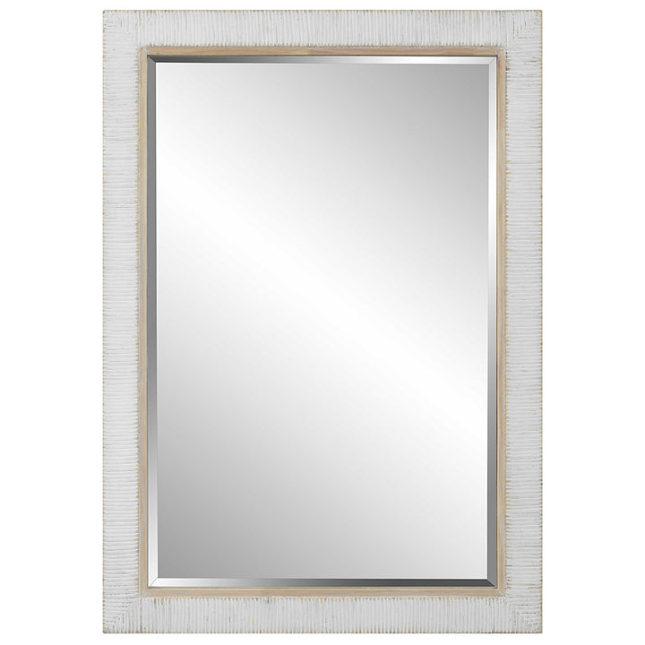 American Home Furniture Uttermost Cape Whitewashed Rattan Mirror