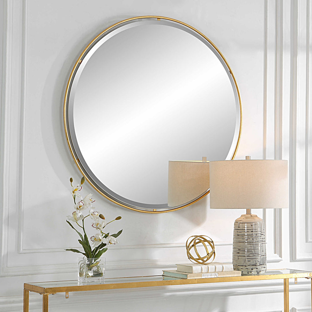 American Home Furniture Uttermost Canillo Gold Round Mirror