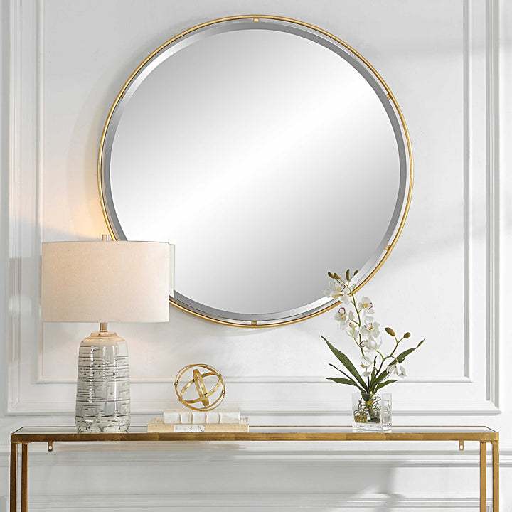 American Home Furniture Uttermost Canillo Gold Round Mirror