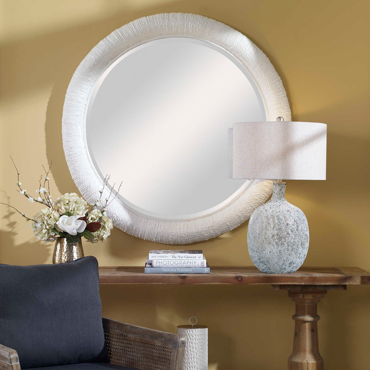 American Home Furniture Uttermost Mariner White Round Mirror