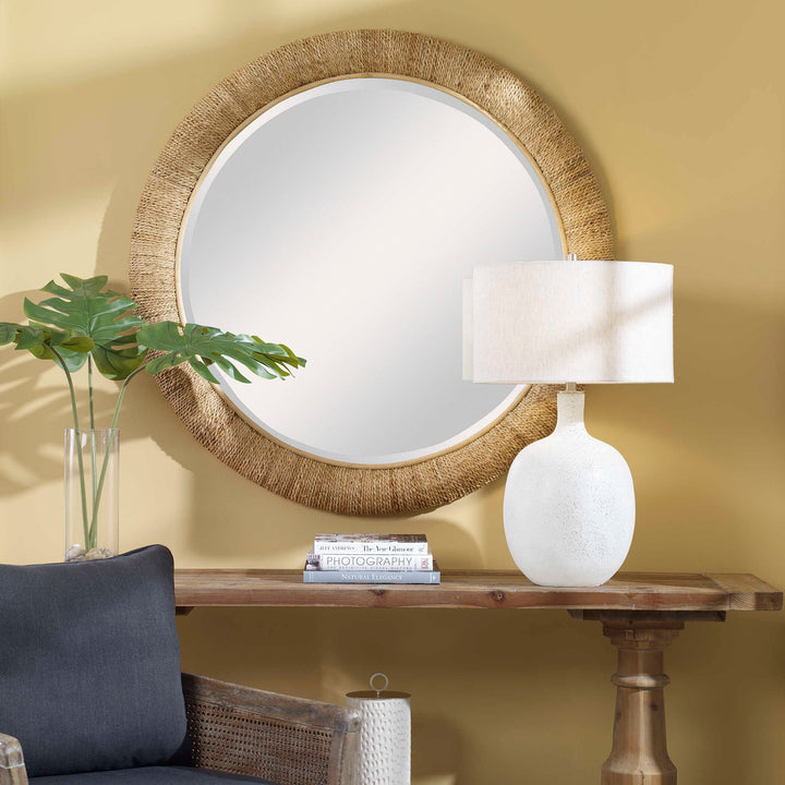 American Home Furniture Uttermost Mariner Natural Round Mirror