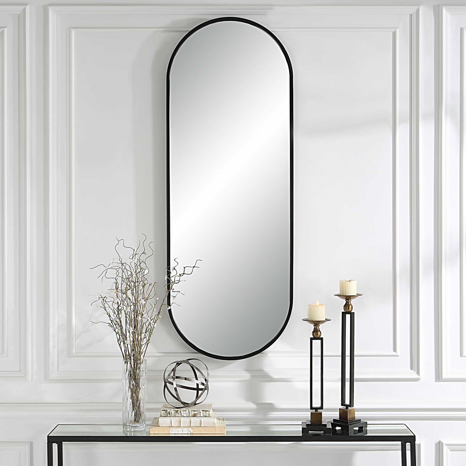 American Home Furniture Uttermost Varina Tall Black Mirror