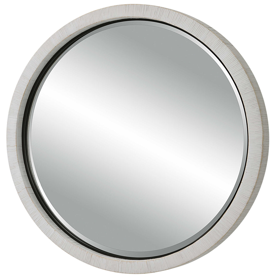 American Home Furniture Uttermost Granada Whitewash Round Mirror
