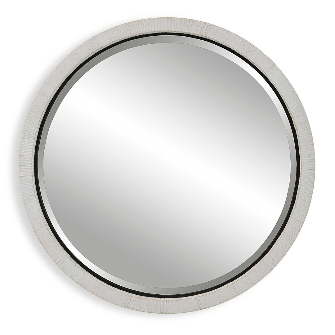 Granada Whitewash Round Mirror - AmericanHomeFurniture
