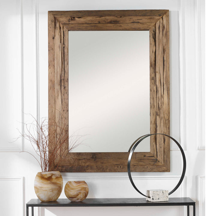 American Home Furniture Uttermost Rennick Rustic Wood Mirror