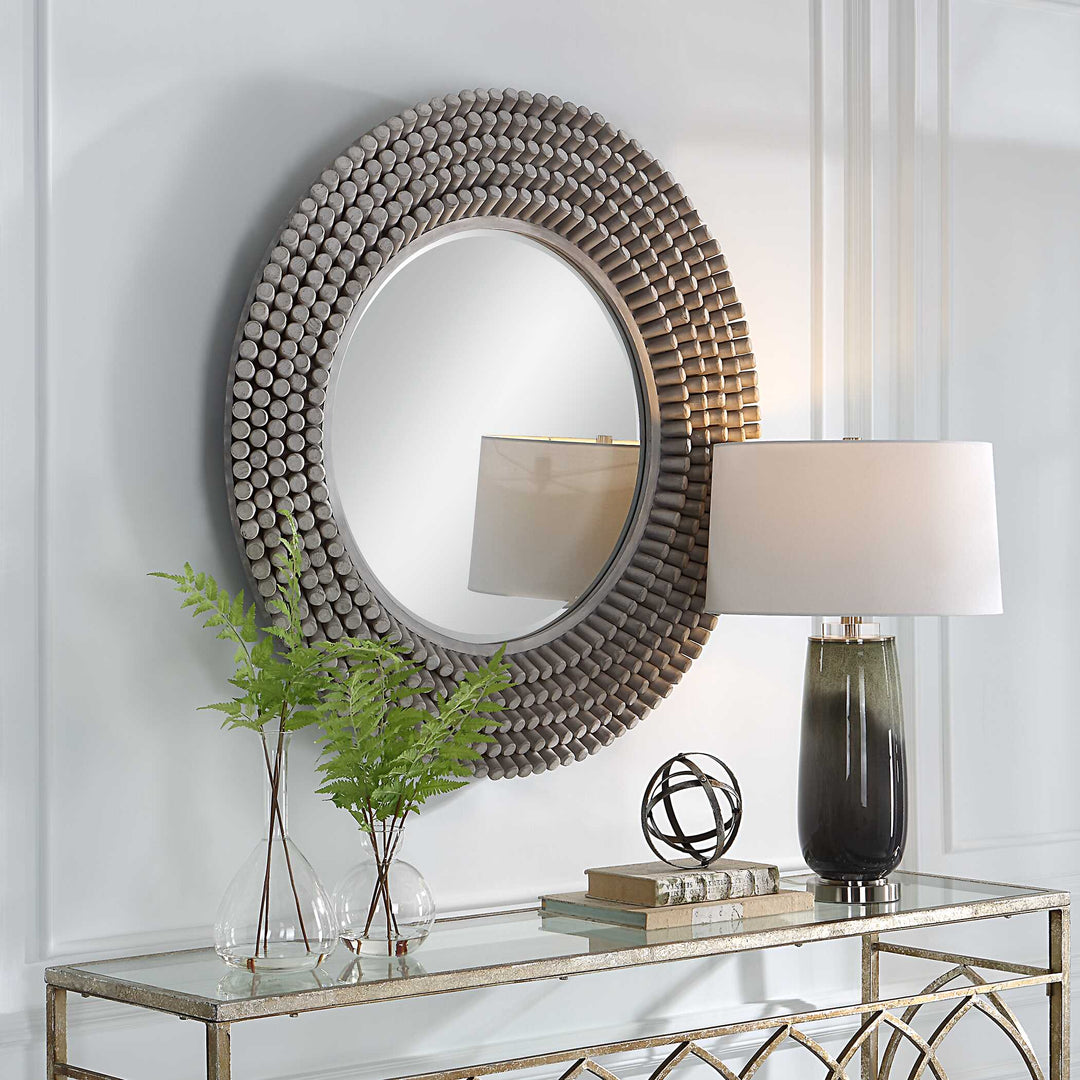 American Home Furniture Uttermost Portside Round Gray Mirror