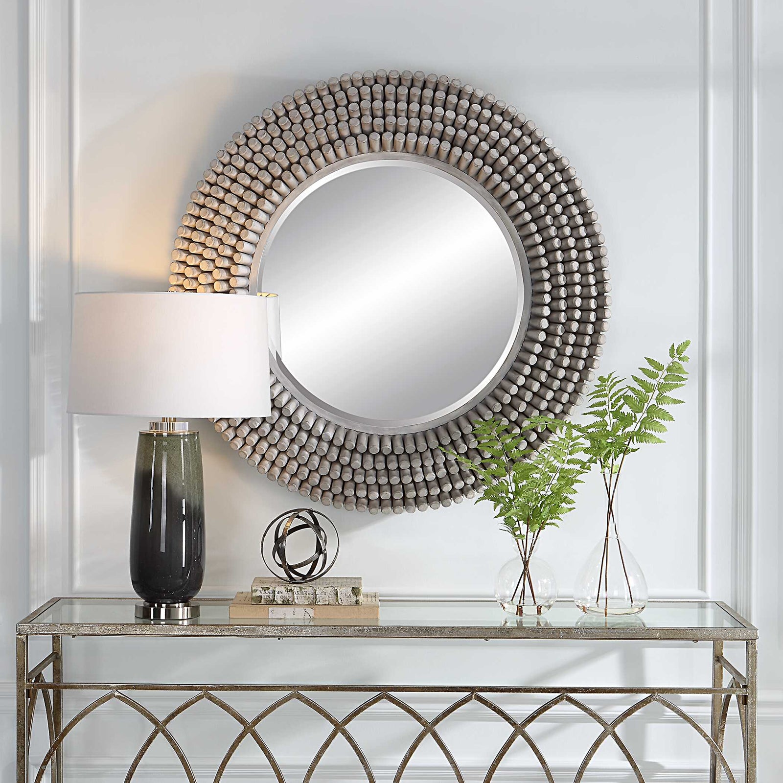 American Home Furniture Uttermost Portside Round Gray Mirror
