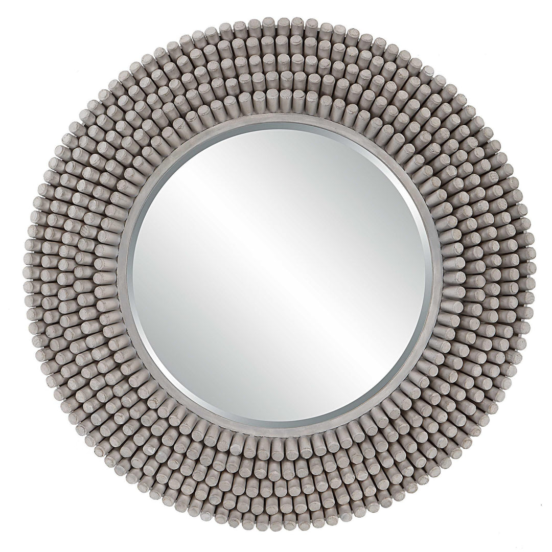 Portside Round Gray Mirror - AmericanHomeFurniture